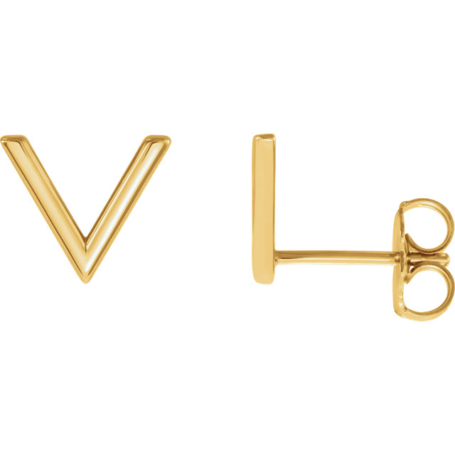14K Yellow "V" Earrings