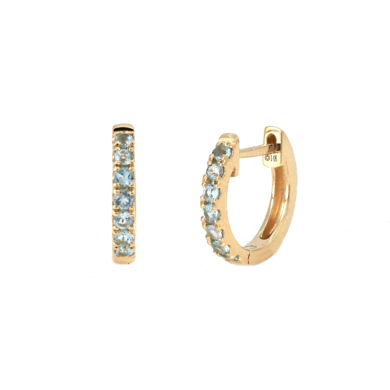 BLUE TOPAZ HOOP EARRING (14KYG)