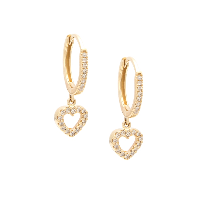 MINI HOOP EARRING W/ HEART CHARM (14K)