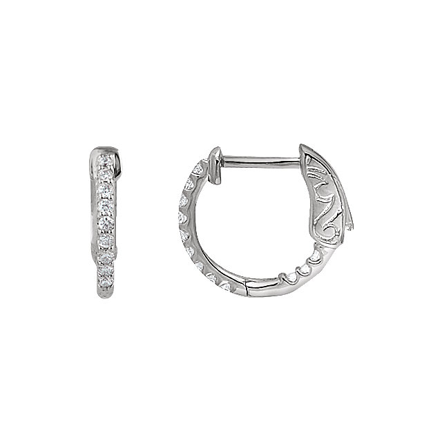 Platinum 1/4 CTW Diamond Inside/Outside Hoop Earrings