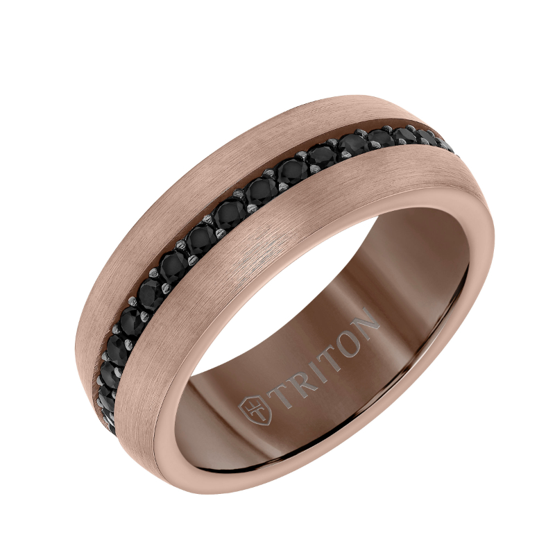 Comfort Fit Brown Tungsten Black Sapphire Band