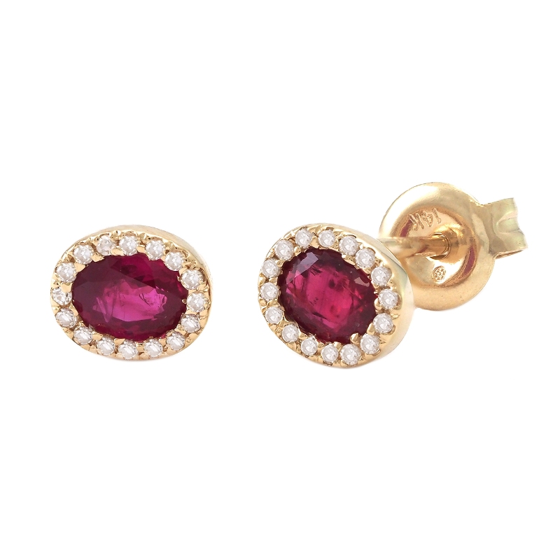 OVAL RUBY AND DIAMOND EARRING (14K)
