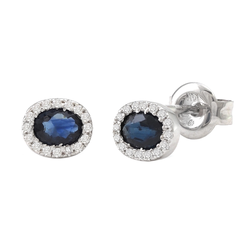 OVAL SAPPHIRE AND DIAMOND EARRING (14K)