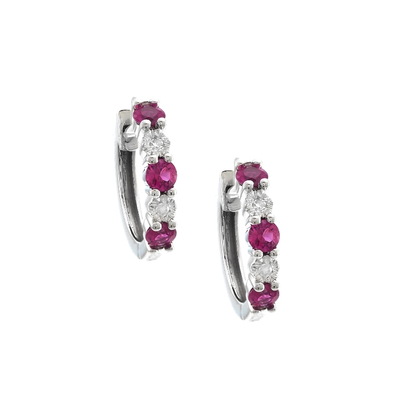 RUBY AND DIAMOND HOOP EARRING (14K)