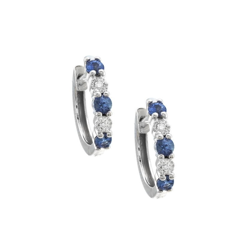 SAPPHIRE AND DIAMOND HOOP EARRING (14K)