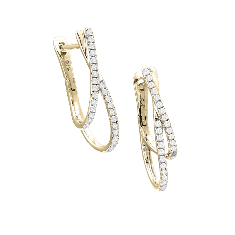 DIAMOND FASHIONN DOUBLE ROW EARRING (14K YG)