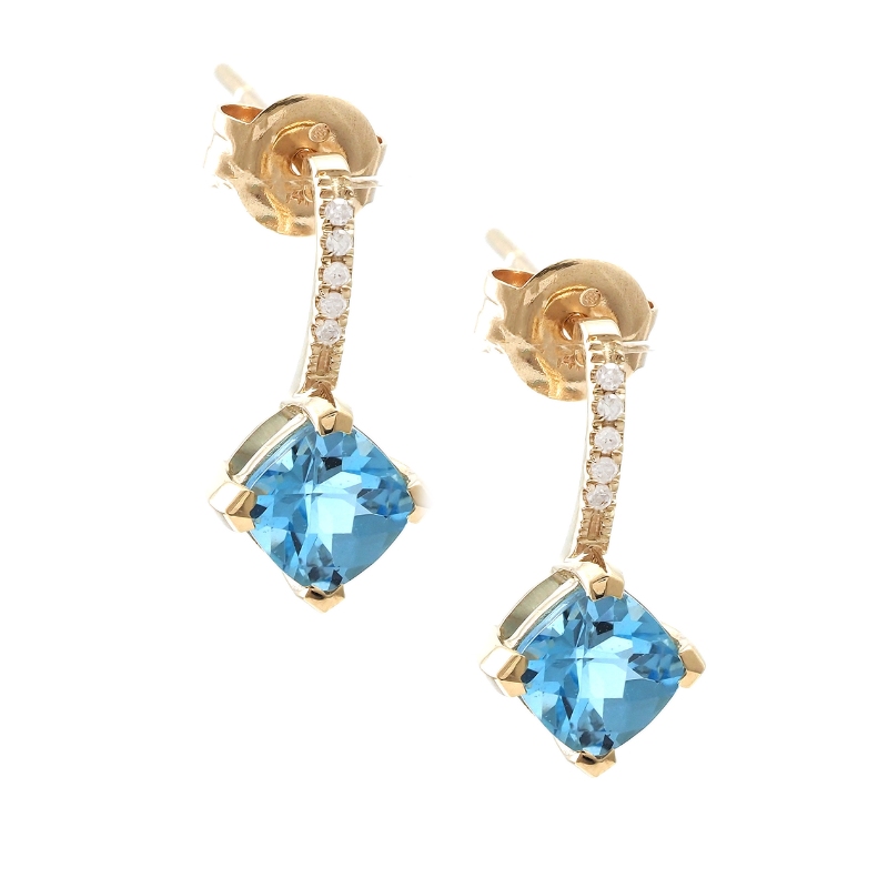 BLUE TOPAZ AND DIAMOND EARRING (14K)