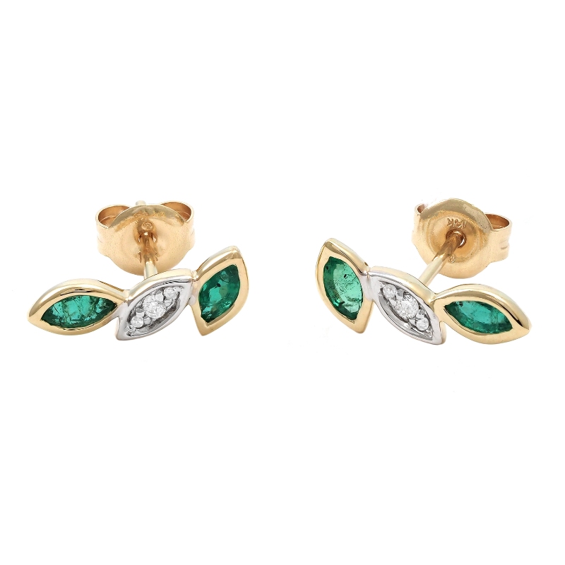 EMERALD AND DIAMOND EARRING (14K)