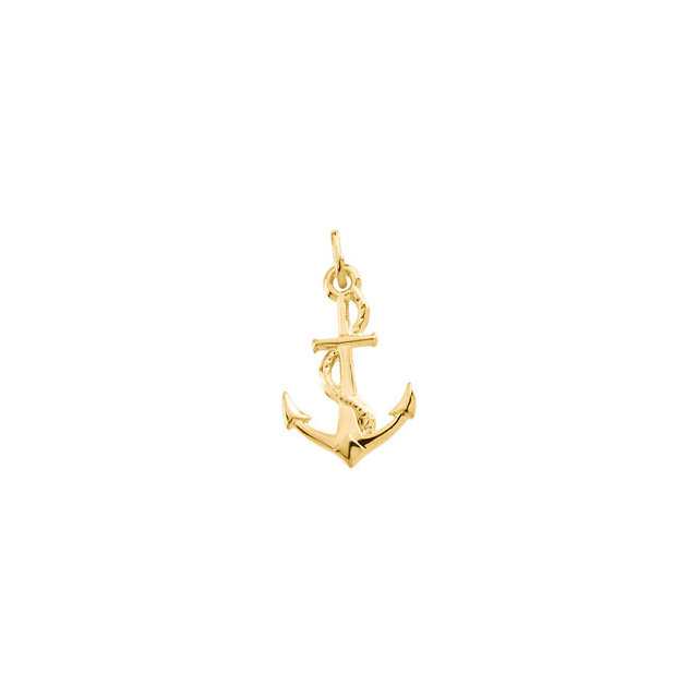14K Yellow 22x14mm Anchor Charm