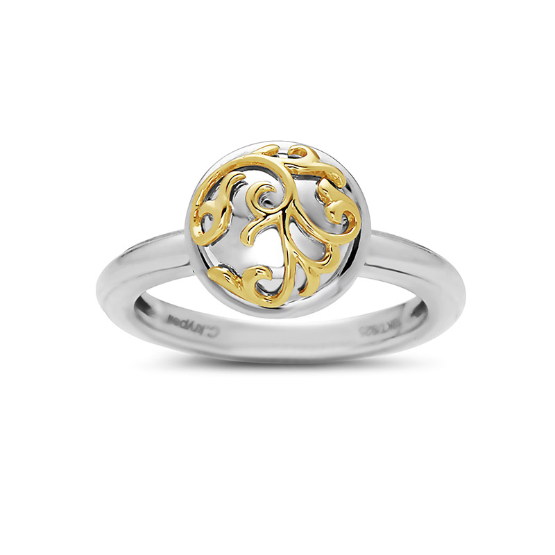 Sterling Silver  & 18Kg Rd Ivy Lace Ring
