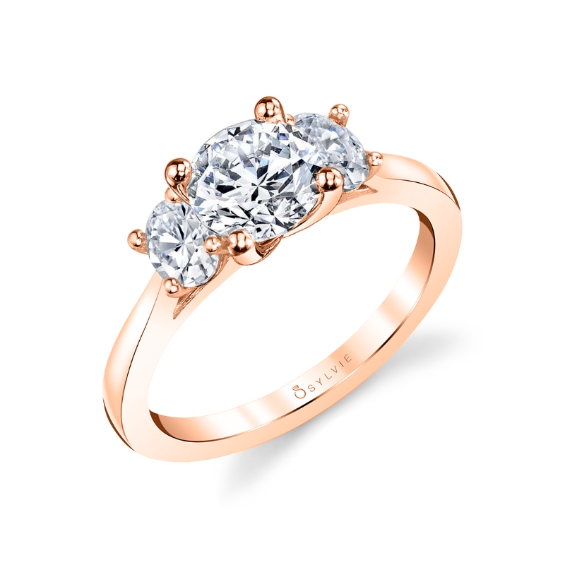 Three Stone Engagement Ring with Oval Side Stones - Guinevere