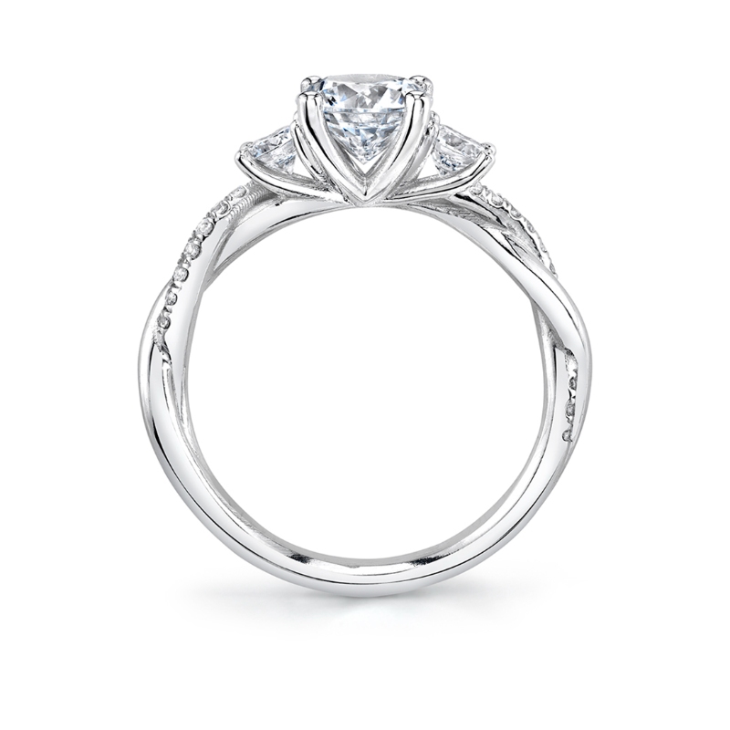 Oval Cut Three Stone Spiral Engagement Ring - Evangeline