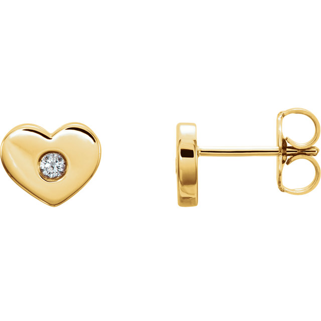 14K Yellow .06 CTW Diamond Heart Earrings