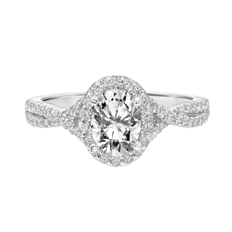 Contemporary Round Halo Twist Diamond Engagement Ring