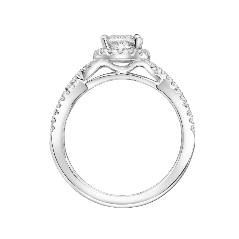 Contemporary Round Halo Twist Diamond Engagement Ring