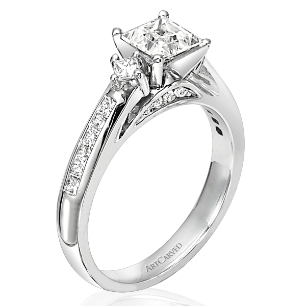 14k White Gold Elena Semi Mount Engagement Ring With Cz Center