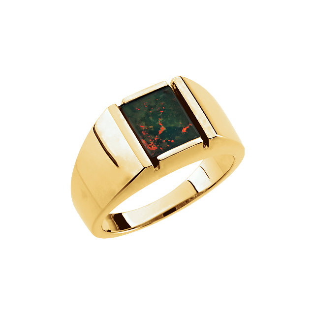 14K Yellow Bloodstone Men