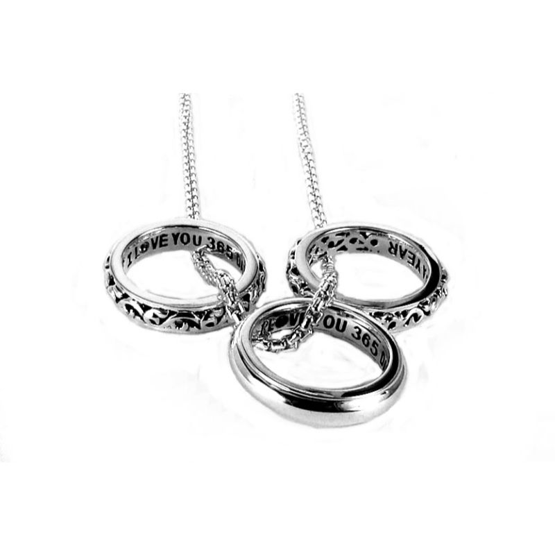 Sterling Silver I Love You 365 Days A Year 3 Piece Pendant 3 Pk Saph 2 Ivy 1 Smooth