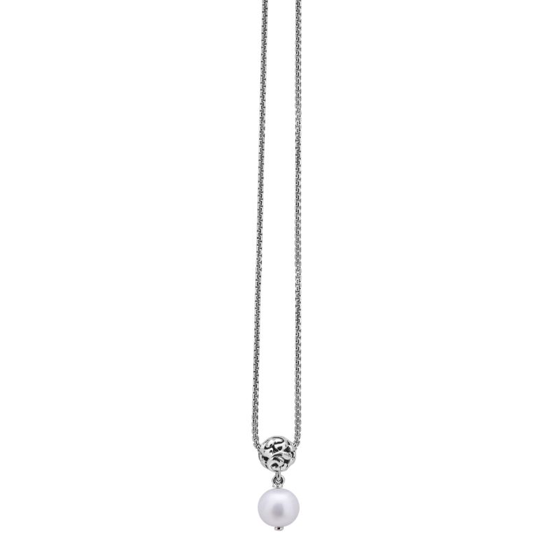 Sterling Silver Ivy Bead And 12Mm White Pearl Pendant