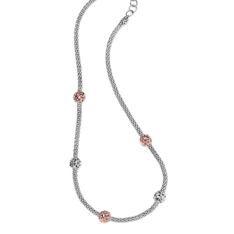 Sterling Silver Necklace With Balls 18Kp Micron Plating