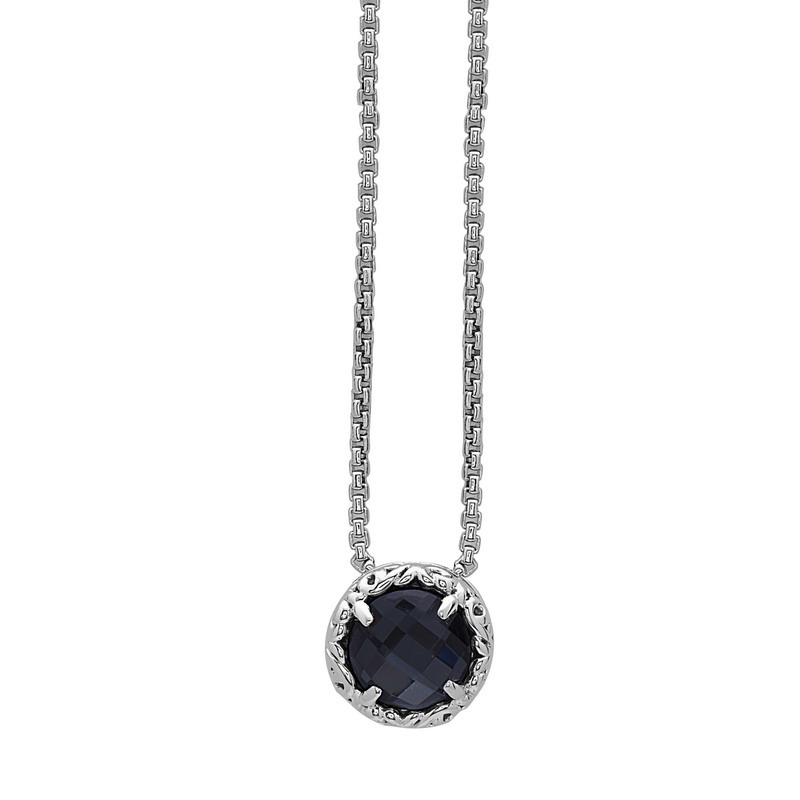 Sterling Silver Pendant With 1 8Mm Rd Hematite W/Wht Quartz Top