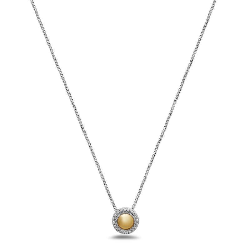 Sterling Silver & 18Ky Round Firefly Pendant