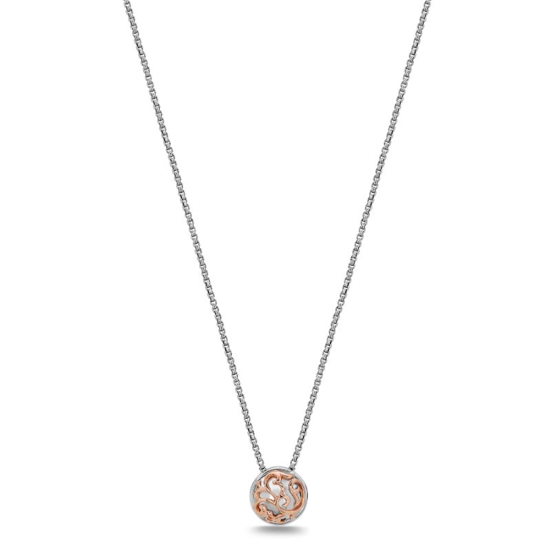 Sterling Silver & 18Kp Round Ivy Lace Pendant