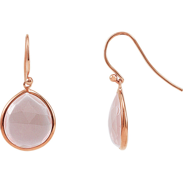 Sterling Silver Rose Quartz Earrings with 14K Rose Gold Plating