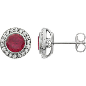 Sterling Silver Red Cubic Zirconia Earrings