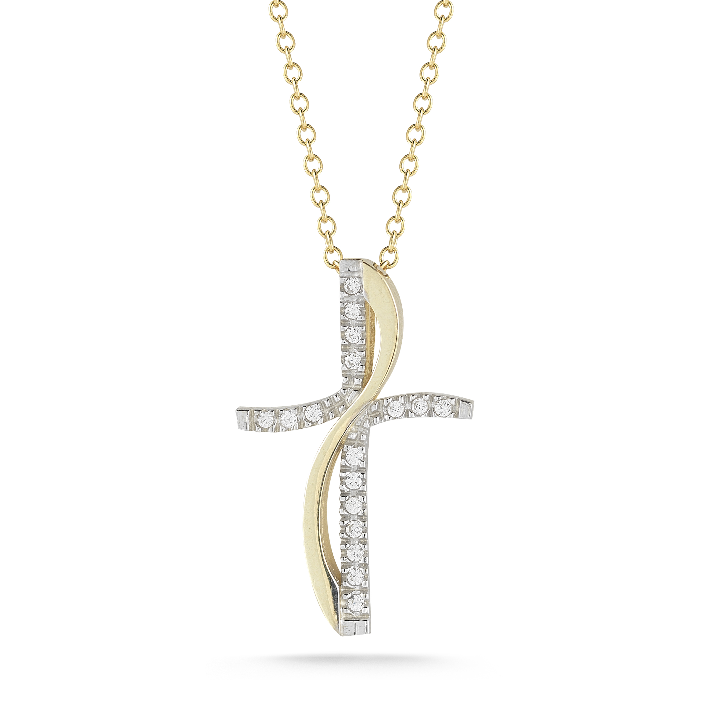 14K WHITE GOLD HOLLOW CRUCIFIX