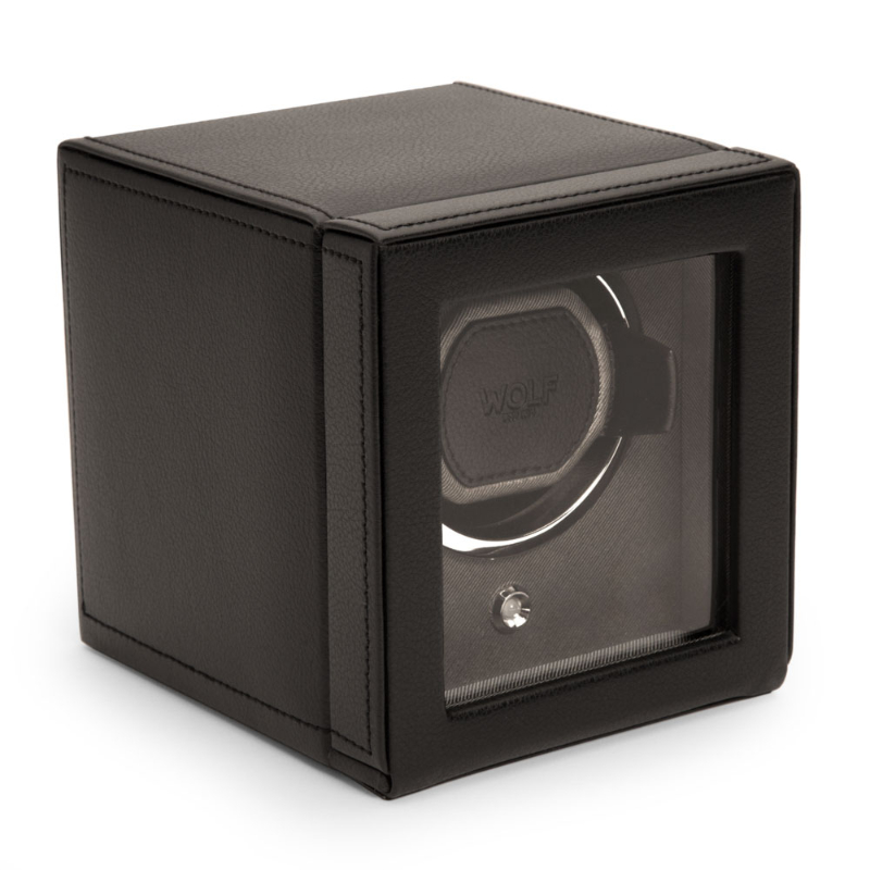 Wolf 1834 Cub Single Watch Winder with Cover, Black