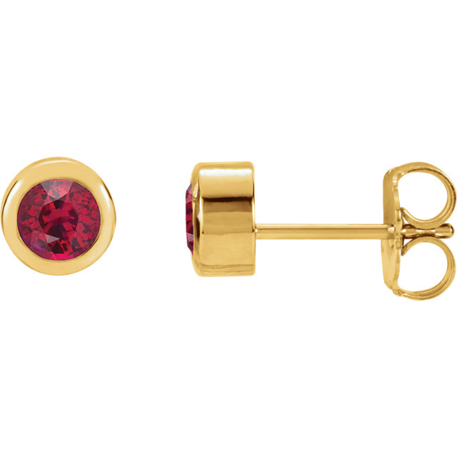 14K Yellow Chatham® Created Ruby Earrings