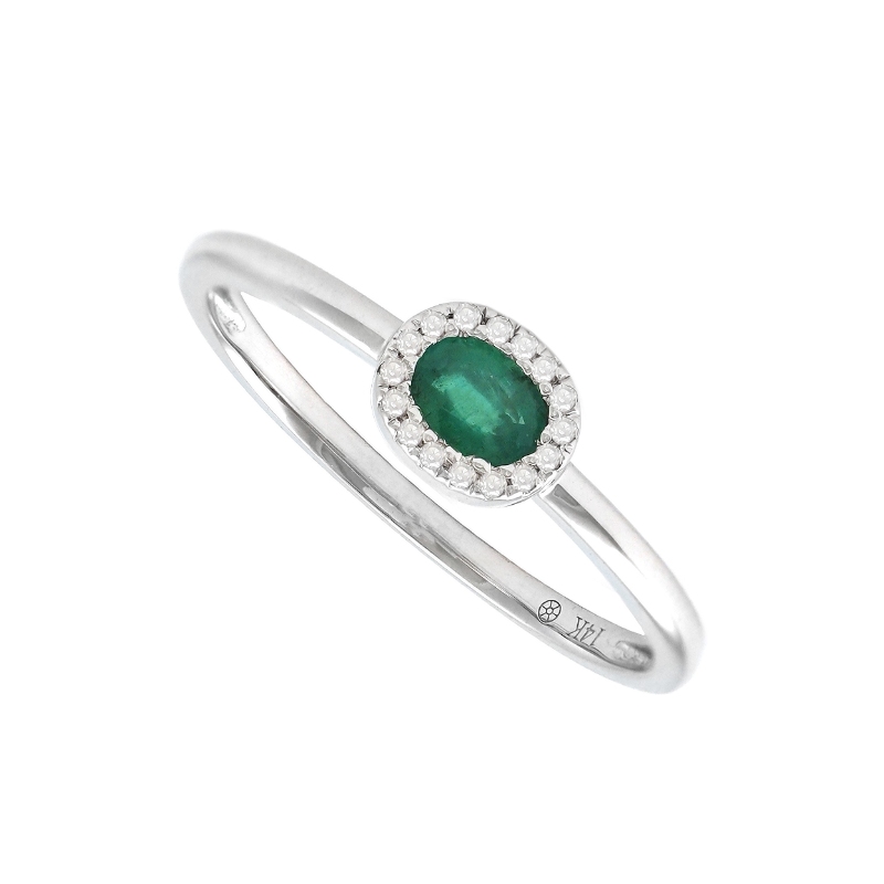 EMERALD AND DIAMOND RING (14K)