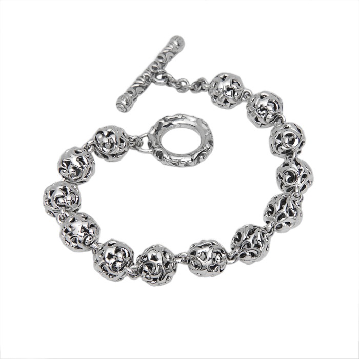 Sterling Silver Small Beaded Bracelet Toggle
