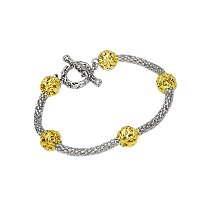 Sterling Silver Bracelet With Balls 18Kg Micron