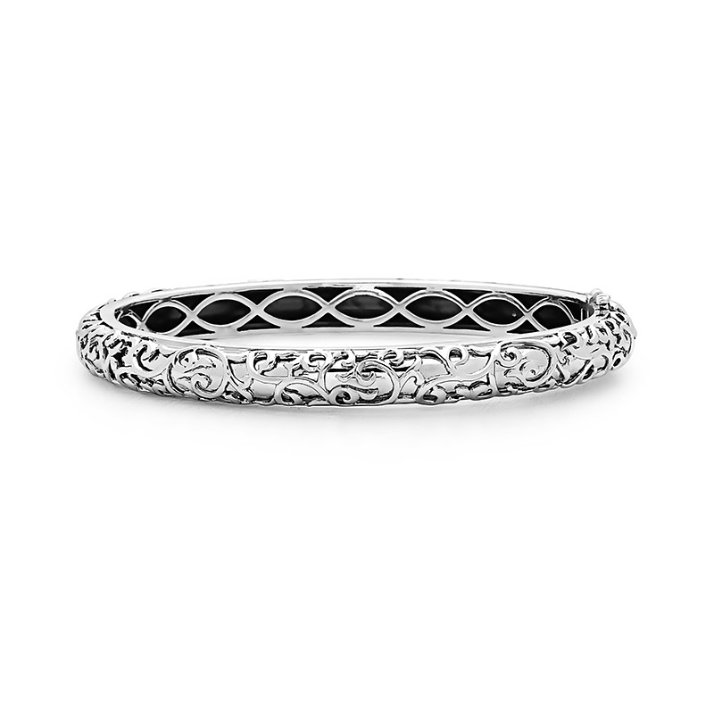 Sterling Silver & 14Kw Ivy Lace Bangle Bracelet