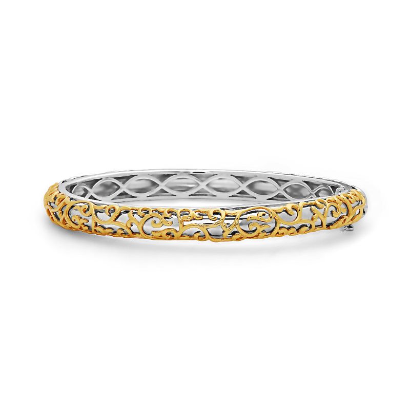 Silver 14Kw 18Kg Ivy Lace Bangle Bracelet