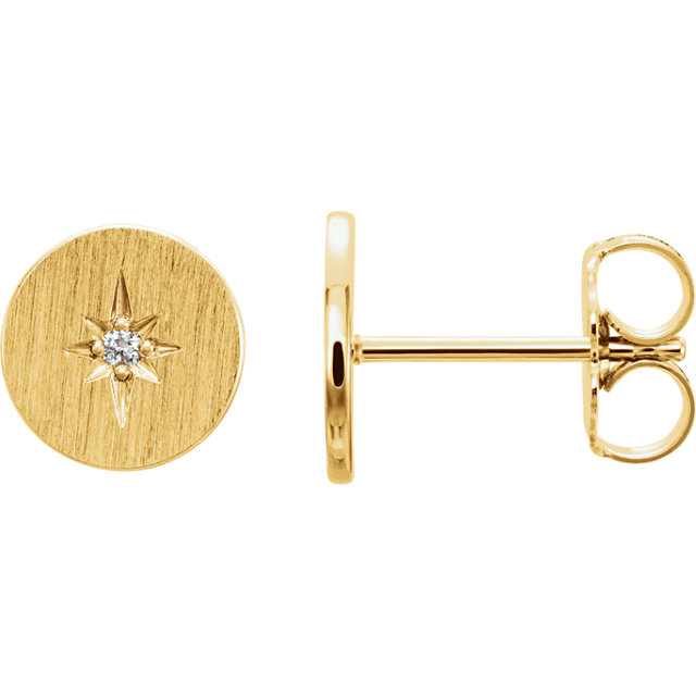 14K Yellow .02 CTW Diamond Earrings