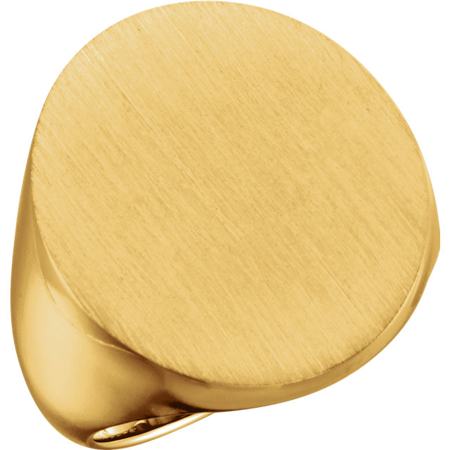 14K Yellow 22x20mm Solid Oval Men