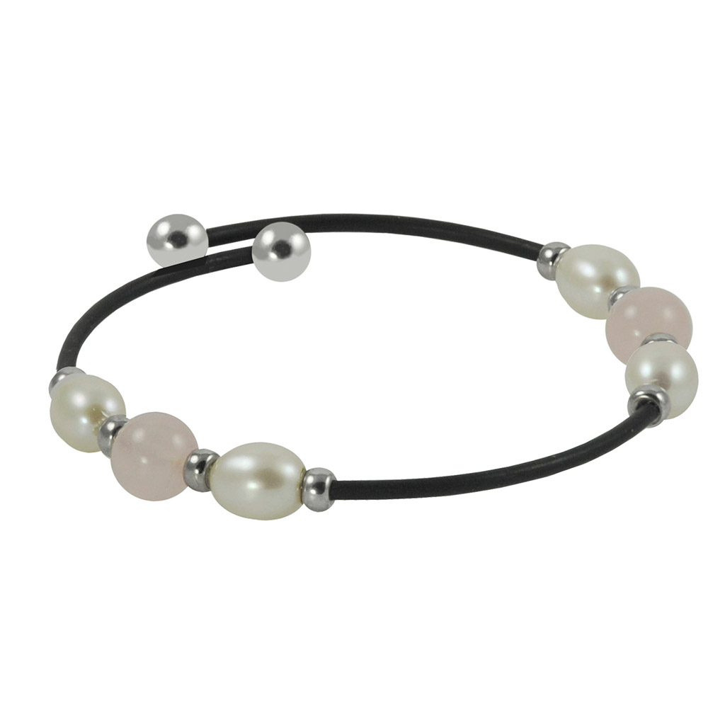 Fresh Water Pearl and Quartz Bangle