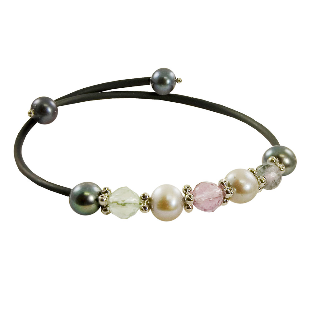 Grey and Black FW Pearl and Amethyst Bangle