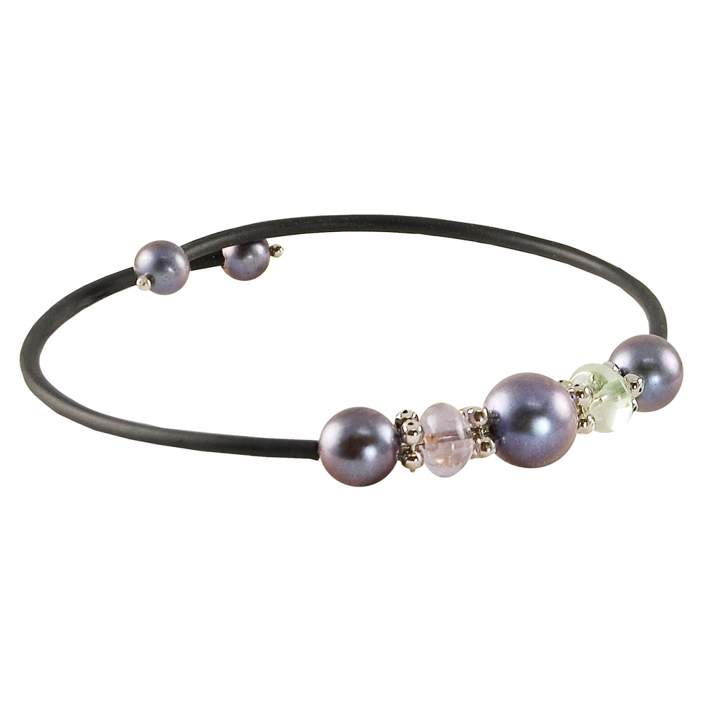 Black FW Pearl and Amethyst Bangle