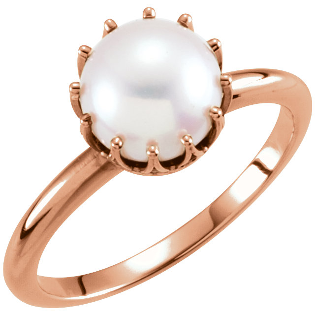 14K Rose Freshwater Cultured Pearl Ring