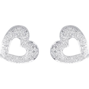 14K White 1/4 CTW Diamond Heart Earrings