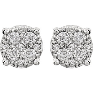 14K White 1/4 CTW Diamond Cluster Friction Post Earrings