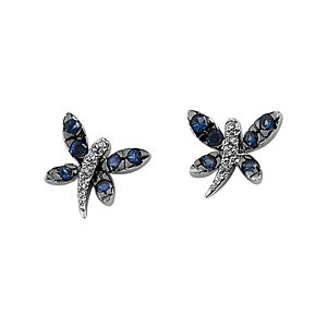 Blue Sapphire & Diamond Dragonfly Earrings