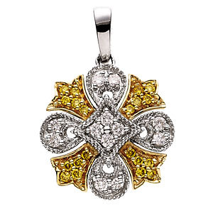 14K White & Yellow 1/4 CTW Diamond Pendant