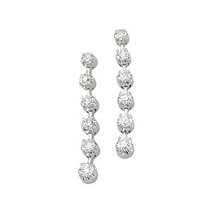 14K White 1 CTW Diamond Linear Earrings