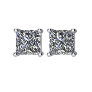14kt White 1/2 CTW Diamond Threaded Post Stud Earrings