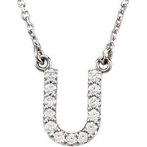14K White Letter "S" 1/6 CTW Diamond 16" Necklace